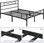 Yaheetech Metal Queen Platform Bed Frames Mattress Foundation with Storage/Curved Design Headboard/NO Box Spring Needed/Heavy-Duty Support/Easy Assembly, Queen, Black