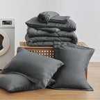 Love's cabin Queen Comforter Set Dark Grey, 7 Pieces Queen Bed in a Bag, All Season Bedding Sets with 1 Comforter, 1 Flat Sheet, 1 Fitted Sheet, 2 Pillowcase and 2 Pillow Sham