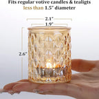 12pcs Gold Votive Candle Holders- Tealight Candle Holder for Table Centerpiece, Glass Candle Holder for Wedding Table Decor, Home Decor and Party Decor
