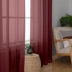 Aiyufeng Burgundy Sheer Curtains for Bedroom - Beautiful Semi Sheer Curtains Privacy for Bedroom Bathroom Kitchen Dining Office Window, 40 Wide x 54 inches Long, 2 Pcs