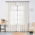 Neutral Linen Semi Sheer Curtains 96 Inches Long, Cream Textured Light Filtering Drapes for Living Room, Modern Farmhouse Window Decor, Privacy Pinch Pleat Curtain with Hooks