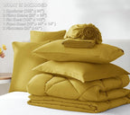 CozyLux King Size Comforter Set Mustard Yellow - 7 Pieces Bed in a Bag King, Luxury Soft Bed Set for All Seasons, Bedding Set with Down Alternative Comforter, Sheets, Pillowcases & Shams