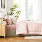 CozyLux Queen Comforter Set Blush Pink, 7 Pieces Bed in a Bag, Pink Comforter Queen Size, All Season Bedding Sets with Stitch Quilted Comforter, Flat Sheet, Fitted Sheet, Pillowcases