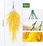 RECUTMS Aritificial Hanging Plant 3 Pack Fake Eucalyptus Leaves Faux Yellow Vine Plant Hanging for Indoor Home Room Wall Outdoor Garden Party Proch Wedding Backyard Arch Decoration(Pure Yellow)