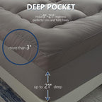 Marine Moon Mattress Topper Queen, Marine Moon Cooling Bed Topper Cover, Thick Soft Pillow Top Mattress Pad, Plush Hotel Down Alternative Mattress Topper with 8-21" Deep Pocket, Grey
