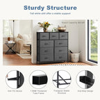 DUMOS Dresser for Bedroom, Dressers & Chests of Drawers Dresser Organizer, Wood Top Table Furniture with 9 Fabric Storage Tower Unit, Chest of Drawers for Closet, Living Room, Hallway, Porch