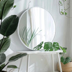 White Round Mirror 30 inch, Large Round Mirror, Bathroom Mirror Matte Metal Frame, Circle Mirrors for Living Room, Bathroom, Wall, Hallway.