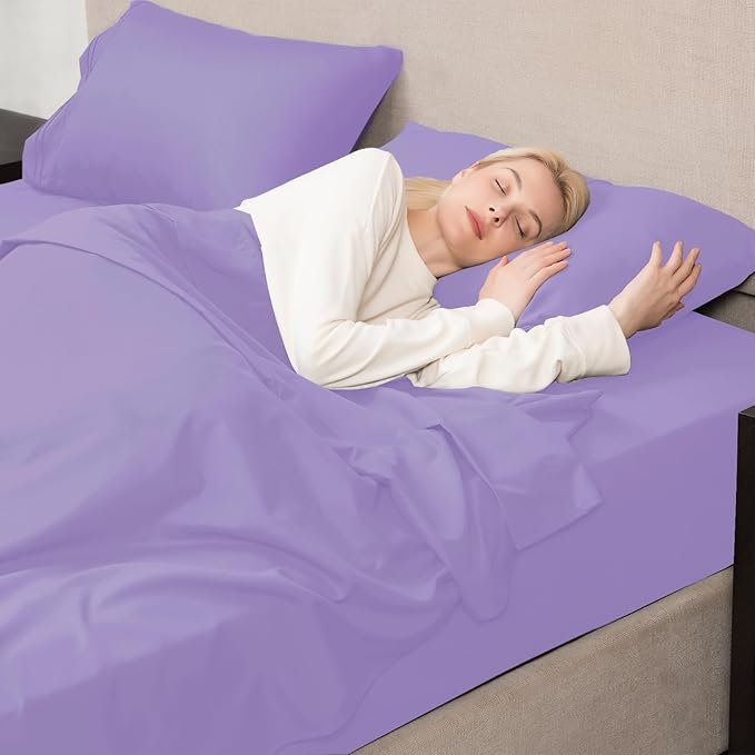 Mejoroom California King Size Sheet Set - Soft Microfiber Bed Sheets,Deep Pocket Fitted Sheet, Breathable, Wrinkle & Fade Resistant - 4 Piece (California King, Violet)
