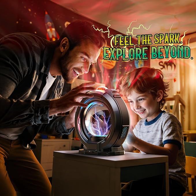 Galaxy Northern Lights Projector Plasma Ball, Night Light Aurora Projector for Kids with White Noise Alarm Clock, Kids Room Decor with Music, Christmas Gifts for Boys Teens