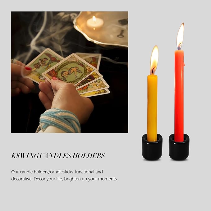 Black Spell Candle Holders 5 PCS, KSWING 1/2 Inch Diameter Ceramic Chime Ritual Candlestick Holders, Great for Casting Meditation Rituals Prayer Birthdays Altar Vigil Witchcraft Wiccan Supplies