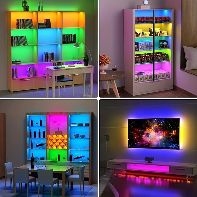 Battery Powered LED Strip Lights 20 inch x 4 Pack, Wireless LED Strip Lights for Bedroom Color Changing APP Remote, Led Lights for TV, Kitchen Under Cabinet Lighting, Shelves, Under Counter, Closet
