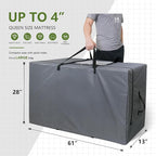Cuddly Nest Folding Mattress Storage Bag - Heavy Duty Carry Case for Tri-Fold Guest Bed (Fits 4" Queen Mattress,Grey)