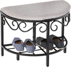 Mango Steam Half Moon Shoe Bench - Vanity Seat/Dressing Stool/Makeup Chair - Heather Gray