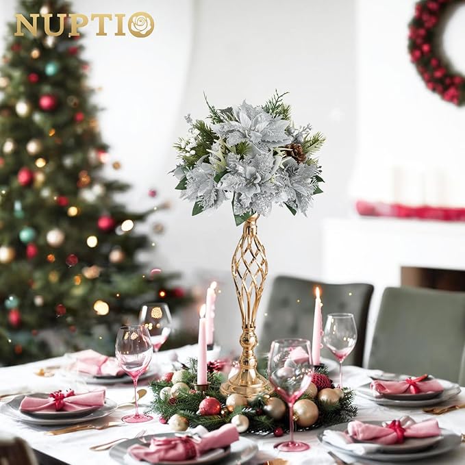 Versatile Metal Flower Arrangement, Candle Holder Stand Set for Wedding Party Dinner Centerpiece Event Restaurant Hotel Decoration (Gold, 10 x M)