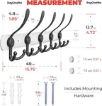 Coat Rack Wall Mount with 5 Tri Hooks, Stainless Steel 16 Inch – White & Black Matte Finish, Heavy Duty Wall Mounted Hook Rack for Coats, Hats, Towels, Scarfs, Robes, Bags, Entryway & Bathroom, 3 Pack