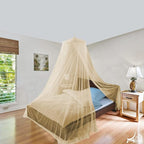 Just Relax Decorative Elegant Bed Net Canopy Set Including Full Hanging Kit, Ideal for Indoors or Outdoors, Intended for a for Covering Beds, Cribs, Hammocks (Beige, Queen/King)