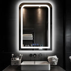LED Bathroom Mirror, 24"x 36" LED Mirror with Lights for Bathroom, Lighted Vanity Mirrors for Wall, Anti-Fog, Dimmable, Tempered Glass, Memory Function, 3 Colors, Safe Use (White)