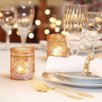 Gold Votive Candle Holder Set of 12, Glass Tea Lights Candle Holders for Wedding Table Centerpieces, Birthday Parties and Home Decor