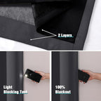 ChrisDowa 100% Blackout Curtains for Bedroom with Black Liner, 2 Thick Layers Total Blackout Thermal Insulated Grommet Window Curtains 63 Inch Length 2 Panels Set (Dark Grey, 42 x 63 Inch)