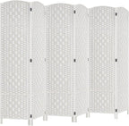 Rose Home Fashion Room Divider, 6 ft Tall Room Dividers and Folding Privacy Screens, 16in Privacy Screen 6 Panel White Space Temporary Wall Foldable Partition Separation