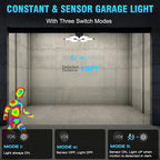 Motion Sensor Garage Light - 150W LED Garage Lights Motion Activated with PIR & Photocell Sensors,6 Adjustable Panels, for Attic Porch Stairway
