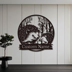 Custom Hedgehog Metal Sign, Personalized Hedgehog Metal Wall Art,Hedgehog Lovers Gift Metal Kid Room Decor,Personalized Hedgehog Lover Name Sign,Kid Nursery Decoration (Hedgehog C)