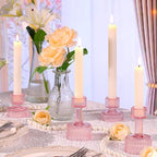 Candlestick Holders Bulk, 6 Pcs Pink Combination Candle Holders Set, Crystal Candle Holders for Wedding, Table Centerpiece, Home Decoration