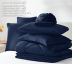 CozyLux California King Comforter Set Navy Blue - Cal King Bed in a Bag 7 Pieces, Luxury Soft Bed Set for All Seasons, Bedding Set with Down Alternative Comforter, Sheets, Pillowcases & Shams