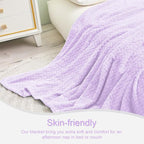 Exclusivo Mezcla Fleece Queen Size Blanket for Bed, 90x90 Inches Soft Cozy Jacquard Flannel Blankets, Lightweight Fuzzy Plush Warm for Winter, Lilac Purple