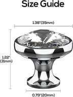 Alzassbg 10 Pack Clear Crystal with Gold Base Cabinet Knobs, 1-3/8 Inch (35mm) Diameter Cabinet Hardware Round Crystal Knobs for Drawers AL1011
