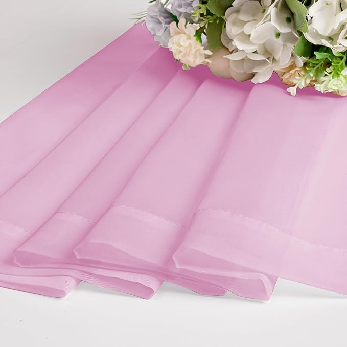 Chyhomenyc Light Pink Sheer Curtains 84 Inch Length 2 Panels, Light Filtering Cute Voile Pink Window Curtain Drapes for Girls Room，Each 42Wx84L Inches