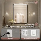 36x24 Inch LED Bathroom Mirror with Lights, Black Metal Frame Mirror, Wall Mounted Lighted Vanity Mirrors for Wall, Anti Fog Dimmable Led Mirror for Makeup
