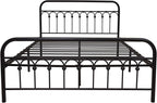TUSEER Metal Bed Frame Queen Size with Vintage Headboard and Footboard Platform Base Wrought Iron Bed Frame (Queen,Black)