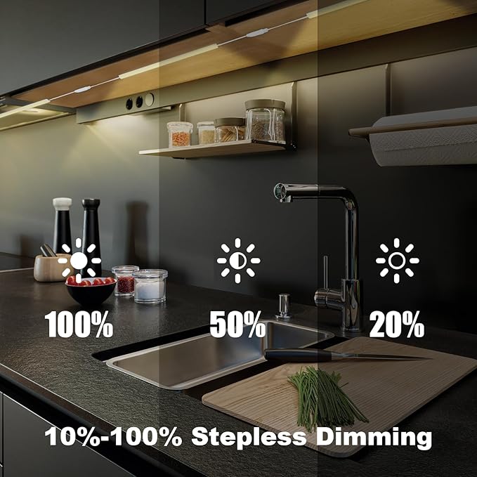 Under Cabinet Lights Plug in, 3 Pcs 12 Inch Thin Under Cabinet Lighting, Natural White Under Counter Lights for Kitchen, Dimmable LED Light Bar for Cabinet, Counter, Workbench, Desk