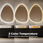 LED Light Bathroom Mirror 24x32, Stepless Dimmable Irregular LED Mirror with 3 Colors, Anti-Fog, Memory, Al-Alloy Lampshade, Frameless Makeup Mirror for Bathroom (Horizontal/Vertical)