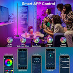 Corner Floor Lamp, 2 Pack LED Corner Lamp with App/Remote/Button Control, Smart RGB Floor Lamp with 16 Million DIY Colors & 68+ Scene, Music Sync for Living Room, Bedroom, Gaming Room