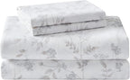 Laura Ashley - Flannel Sheets Twin Size, Anti-Pilling & Wrinkle Resistant Cotton, Touchably Soft for All-Season Comfort - Bed Sheets with Matching Pillowcase & Fitted Sheet (Fawna Grey)