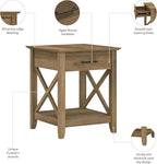 Bush Home End Table with Drawer, Nightstand with Storage, Living Room and Bedroom Furniture, Key West Collection, Reclaimed Pine