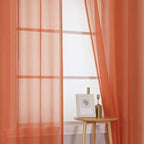 KEQIAOSUOCAI Burnt Orange Sheer Curtains - Grommet Voile Sheer Drapes Airy Curtain Panels with Light Filtering Window Treatment for Girl's Bedroom(2 Pieces,54 Wide x 63 Long inches)