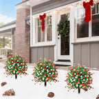 2 Pack Artificial Christmas Tree,Xmas Fake Topiary Ball Boxwood Trees with Ground Spikes,Faux Blooming Plants Shrubs Bushes for Outdoors Urn Filler Planters Garden Porch Christmas Decor