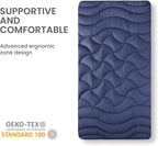 SLEEP ZONE Cooling Twin Mattress Topper, Premium Zoned Cool Mattress Pad Cover, Padded Mattress Protector Breathable Washable, Deep Pocket 8-21" (Navy, Twin)