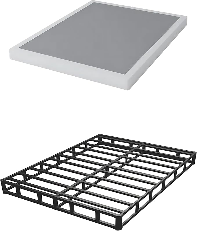 King Box Spring - 4 Inch High Profile Box Spring for King Bed, Sturdy Metal Frame Mattress Foundation, Easy Assembly, Quiet & Noise-Free