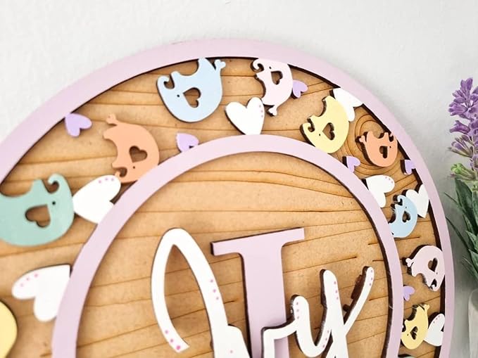 Personalised Elephant Name Sign, Girls Room Door Hanger, Kids Name Sign, Wooden Nursery Name Sign, Kids Room Sign, Door Hanger Kids Bedroom, Birthday Gifts for Baby Boys Girls