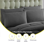 California King Comforter Set - Soft & Breathable 7-Piece Bedding Collection - 1 Comforter, 1 Fitted Sheet, 1 Flat, 4 Pillowcases - Deep Pocket - Premium Quality - Ideal for All Seasons, Gray