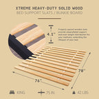 Hercules Xtreme Heavy-Duty Solid Pine Wood Platform Bed Support Slats, King Size - Mattress Support, No Box Spring or Bunkie Board Needed, Easy Assembly