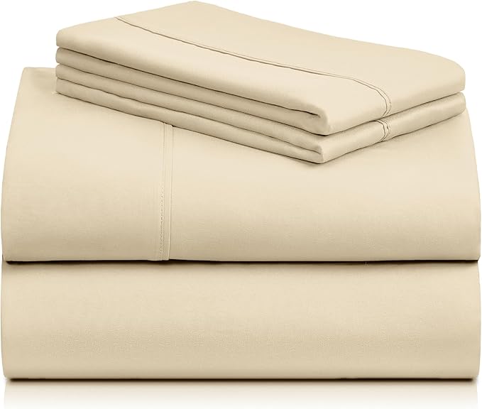 LuxClub Twin Sheets - Soft Kids Bed Sheets, 3 PC Deep Pockets Wrinkle Free Fitted Sheets Machine Washable Hotel Bedding Silky Soft Cream