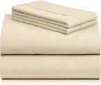 LuxClub Twin Sheets - Soft Kids Bed Sheets, 3 PC Deep Pockets Wrinkle Free Fitted Sheets Machine Washable Hotel Bedding Silky Soft Cream