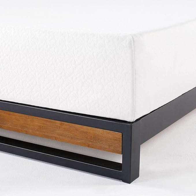 ZINUS GOOD DESIGN Award Winner Suzanne 6 Inch Bamboo and Metal Platforma Bed Frame, No Box Spring Needed, Wood Slat Support, Chestnut Brown, Queen