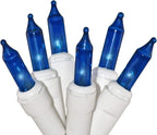 612 Vermont 100 Blue Christmas Lights on a White Wire String, UL Approved, Indoor/Outdoor Use, 18’ of Lighted Length, 20’ of Total Length