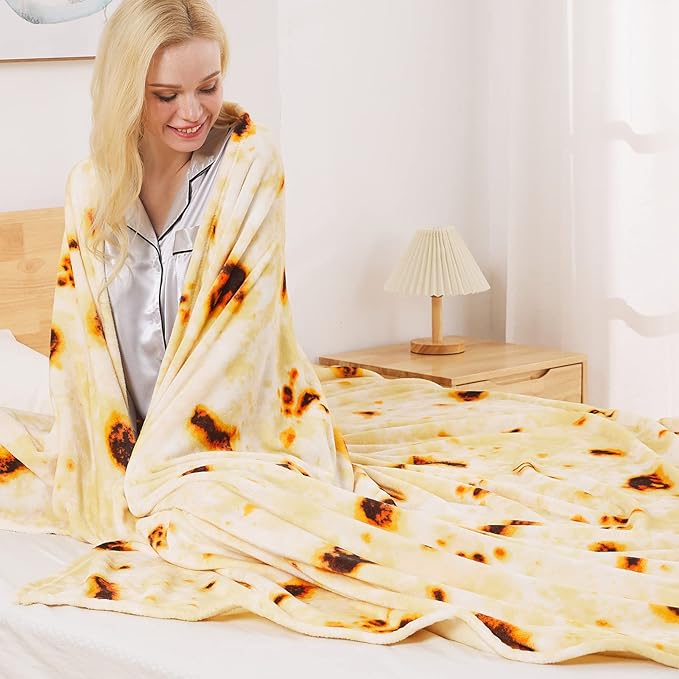 Burritos Tortilla Blanket Twin Size for All Season - Premium Lightweight Anti-Static Super Soft Cozy Plush Tortilla Throw, Lightweight Microfiber Winter Warm Taco Blanket 66" x 90"(Burritos Twin)